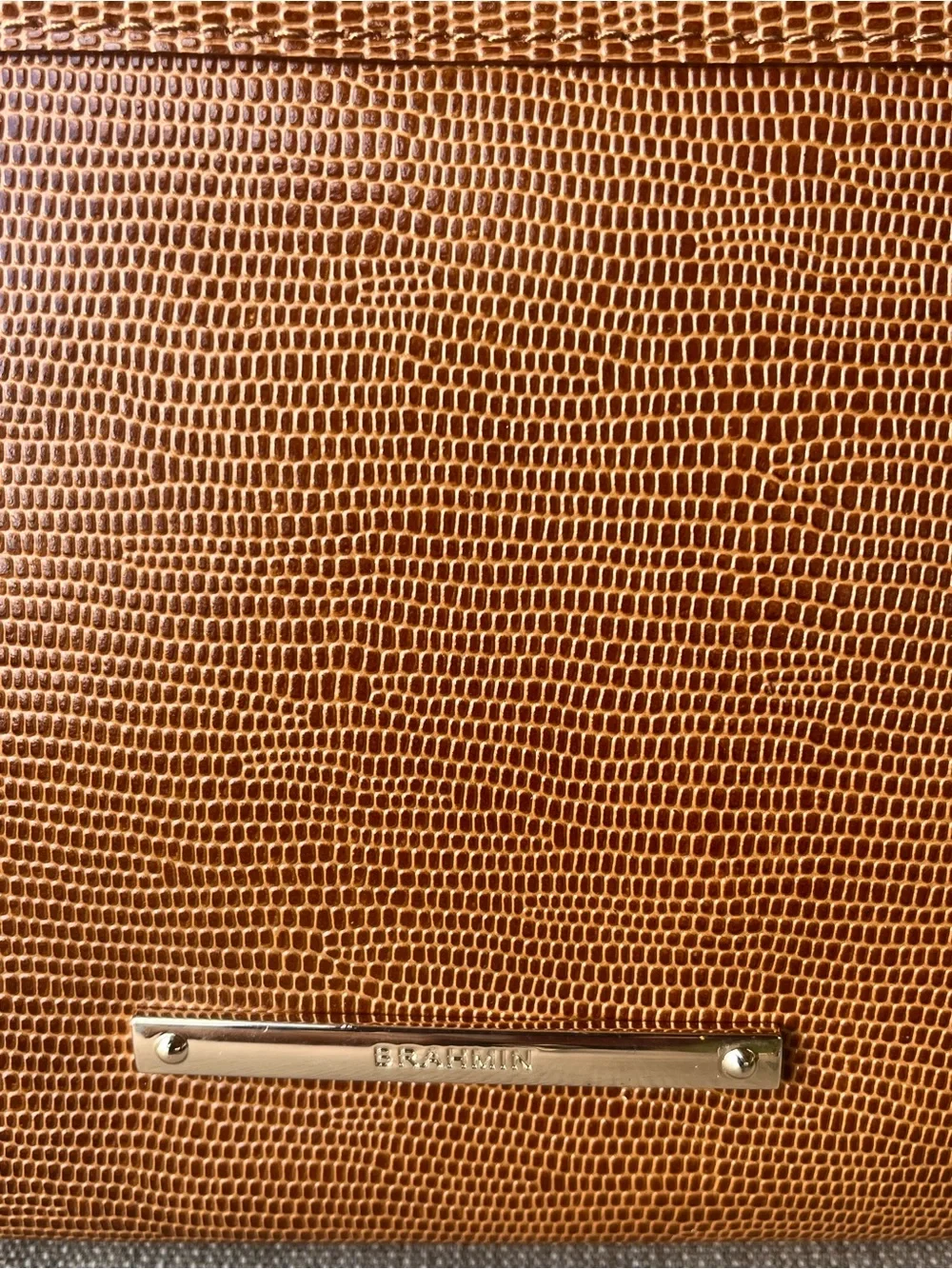 NWT Brahmin Kayla in TOBACCO ALL OVER LIZARD Clutch